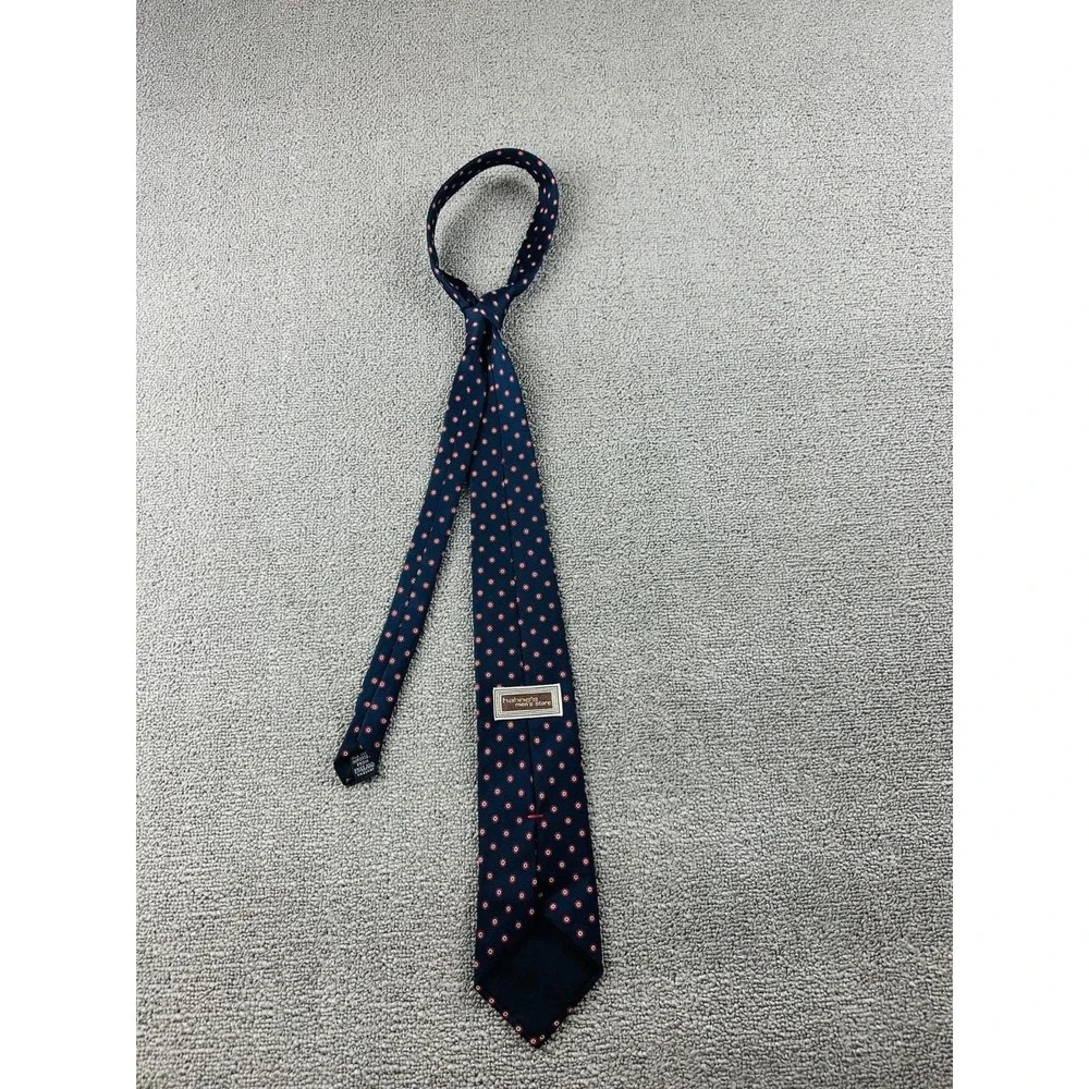 Vintage Haboes Men Store Tie Men Blue Silk Polka‎ Dot England Made Work Business